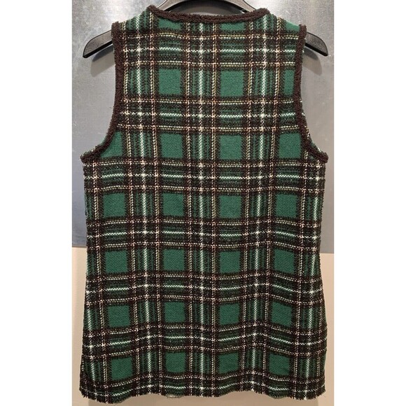 Spoon Jeans Green/Brown/Lurix Plaid Pearl Button Vest Women’s Size L NEW w/Tag - Picture 14 of 16